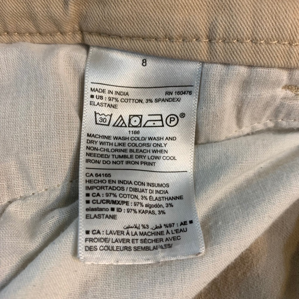 Old Navy Bootcut Khaki Pants Womens 8 Tan Rolled Oats Stretch Chino STAINS - Picture 2 of 8